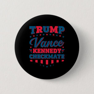 Trump Vance Kennedy Schaakmat 2025 Verkiezing Repu Ronde Button 5,7 Cm