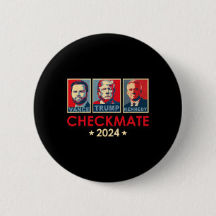 Trump Vance Kennedy Schaakmat 2025 Verkiezing Repu Ronde Button 5,7 Cm