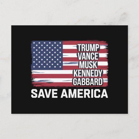 Trump Vance Musk Kennedy Gabbard 2024 - Red Amerik Briefkaart (Voorkant)