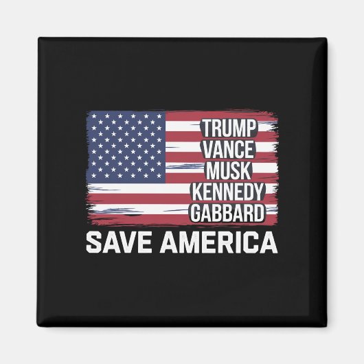 Trump Vance Musk Kennedy Gabbard 2024 - Red Amerik Magneet (Voorkant)