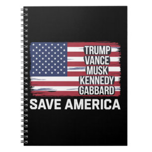 Trump Vance Musk Kennedy Gabbard 2024 Red Amerika Notitieboek