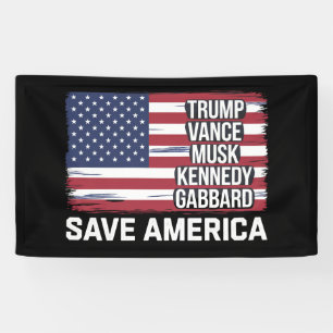 Trump Vance Musk Kennedy Gabbard 2024 Red Amerika Spandoek