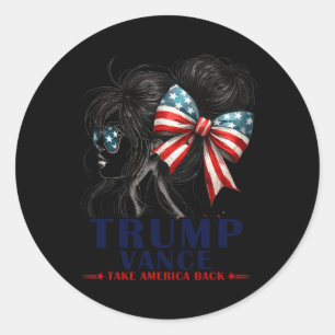 Trump Vance neemt Amerika terug in 2024 Messy Bun Ronde Sticker