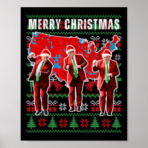 Trump Verkiezingskaart Vrolijk Kerstfeest Santa H Poster