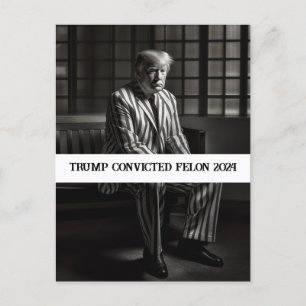 Trump Veroordeelde Felon 2024 Zwart-wit Briefkaart
