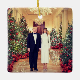 Trump VS President Witte Huis Kerst Metaal Orn Keramisch Ornament