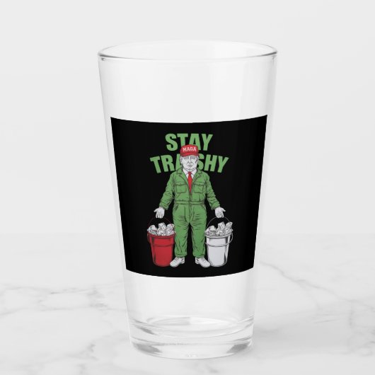 Trump vuilnis Man blijven trashy 2024 Verkiezingen Glas (Voorkant)