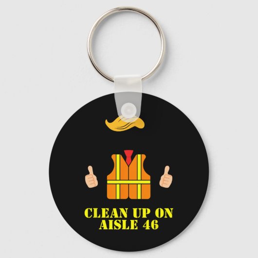 Trump vuilnis Man veiligheidsvest opruimen op gang Sleutelhanger (Voorkant)