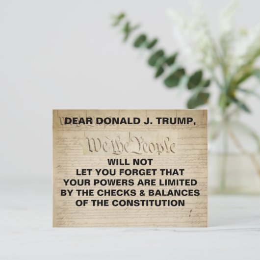 Trump: Wij beschuldigen het volk van checks and ba Briefkaart (Staand voorkant)