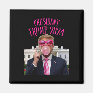 Trump Wint 2025 President Trump Blaast Bubble Gum Magneet