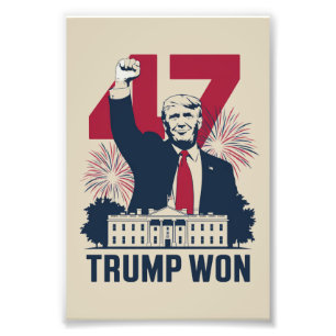 Trump Wint Weer Verkiezingen 2024 President 47e Foto Afdruk