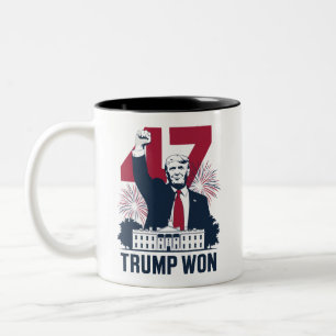 Trump Wint Weer Verkiezingen 2024 President 47e  Tweekleurige Koffiemok