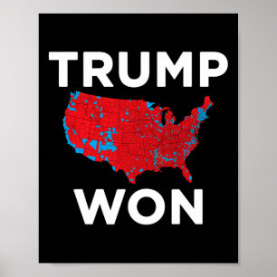 Trump Won 2024 Correcte Verkiezingsuitslag Kaart 2 Poster