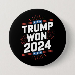 Trump Won 2024 President 47th Van Witte Huis  Ronde Button 7,6 Cm