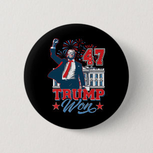 Trump won in 2024 de 47e plaats in het Witte Huis Ronde Button 5,7 Cm