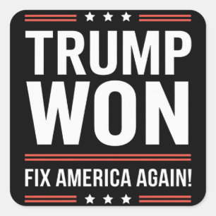 Trump Won MAGA Trump Winnaar 2024 Repareer Amerika Vierkante Sticker
