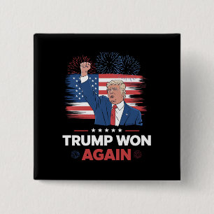 Trump Won Opnieuw President 47 USA Vintage Vierkante Button 5,1 Cm
