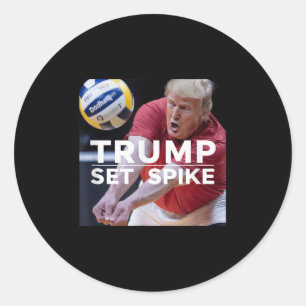 Trump zet Spike grappige politieke volleybalspeler Ronde Sticker