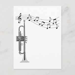 Trumpet-arts met Muzieknoten Briefkaart