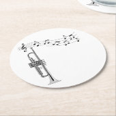 Trumpet-arts met Muzieknoten Ronde Kartonnen Onderzetter (Gebogen)