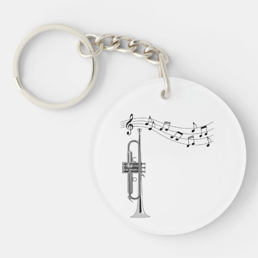 Trumpet-arts met Muzieknoten Sleutelhanger (Voorkant)