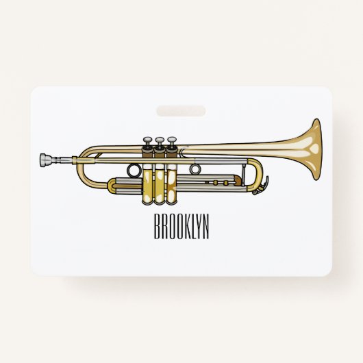 Trumpet cartoon illustratie badge (Voorkant)