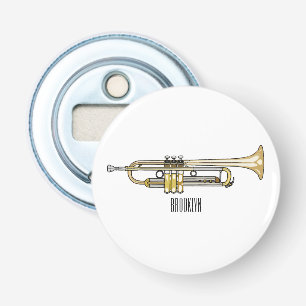 Trumpet cartoon illustratie button flesopener