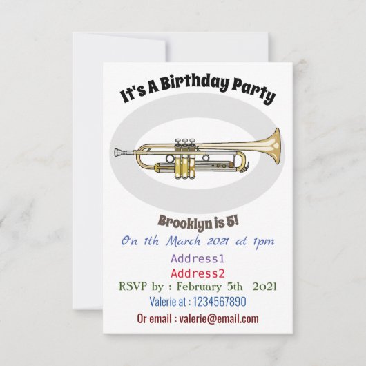 Trumpet cartoon illustratie kaart (Voorkant)