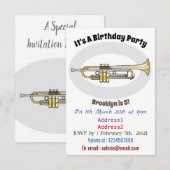 Trumpet cartoon illustratie kaart (Voorkant / Achterkant)