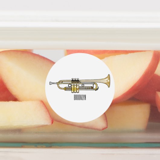 Trumpet cartoon illustratie labels (Aangebracht)