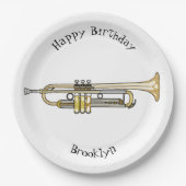 Trumpet cartoon illustratie papieren bordje (Voorkant)