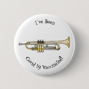 Trumpet cartoon illustratie ronde button 5,7 cm