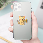 Trumpet Cat Music Art Sticker (Telefoon)