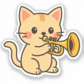 Trumpet Cat Music Art Sticker (Voorkant)