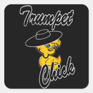 Trumpet Chick #4 Vierkante Sticker