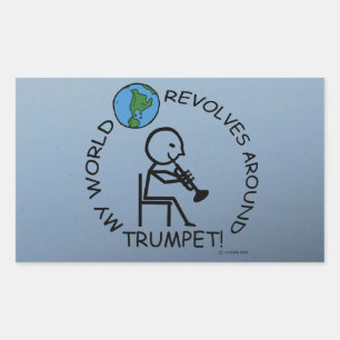Trumpet - de wereld revolt rond Rechthoekig teken Rechthoekige Sticker