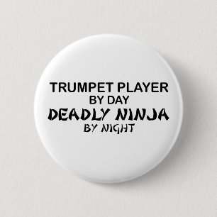 Trumpet Deadly Ninja bij nacht Ronde Button 5,7 Cm