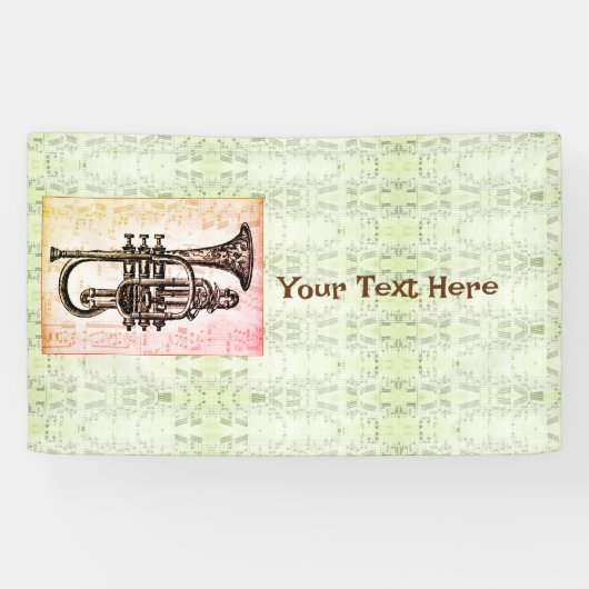 Trumpet en Muzieknoten Spandoek (Horizontaal)