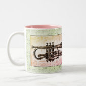 Trumpet en Muzieknoten Tweekleurige Koffiemok (Links)