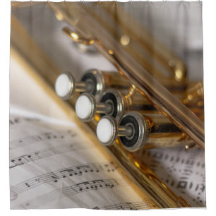 Trumpet en vel Music Brass Instrument Douchegordijn