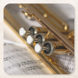 Trumpet en vel Music Brass Instrument Vierkante Kartonnen Onderzetter
