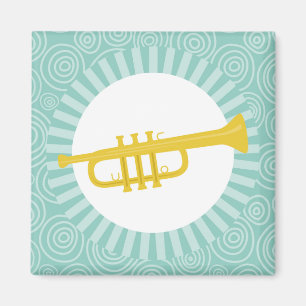 Trumpet Fun Turquoise Swirl Music Magneet