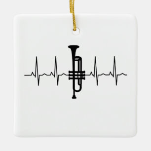Trumpet hartslag keramisch ornament