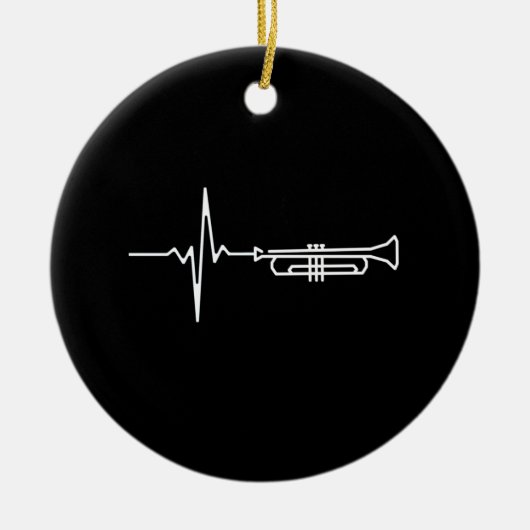 Trumpet hartslag keramisch ornament (Voorkant)