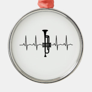 Trumpet hartslag metalen ornament