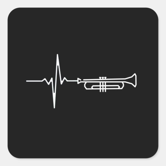 Trumpet hartslag vierkante sticker (Voorkant)