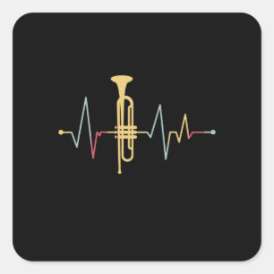 Trumpet hartslag vierkante sticker