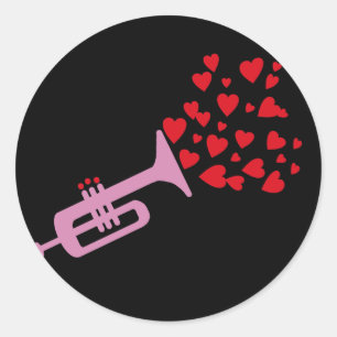 Trumpet Hearts Ronde Sticker