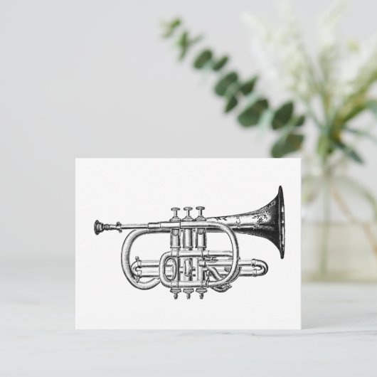 Trumpet-houtengravering Briefkaart (Staand voorkant)