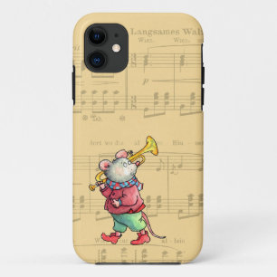 Trumpet-muis op vel muziek - Hoesje-nate iPhone 5 11 Hoesje
